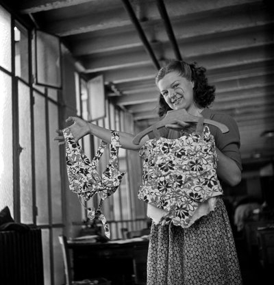 Making of Clothes (Her Swimming Suit) With Plane Canvas, Paris, C. 1947 by Unknown